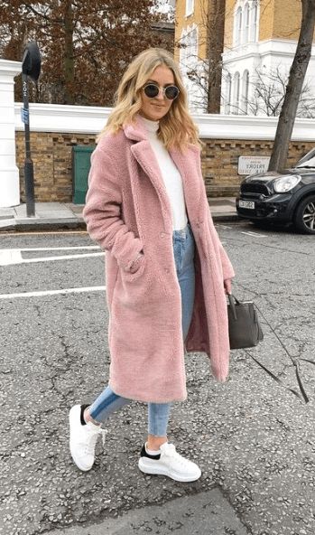 how-to-style-a-fluffy-pink-winter-coat