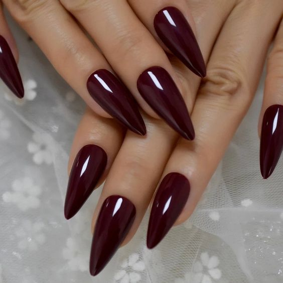 maroon-stiletto-nails