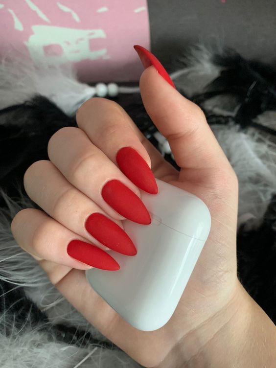 matte-red-nails