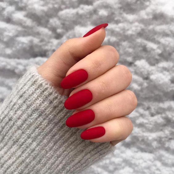 squoval-red-nails-matte-red-polish
