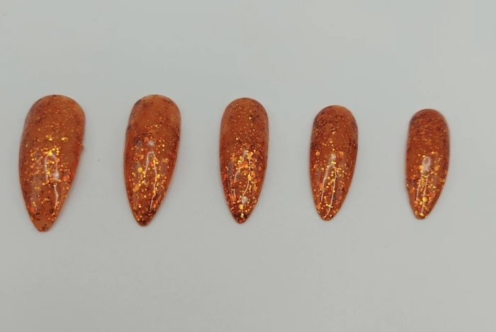 burnt-orange-nail-art-with-glitter