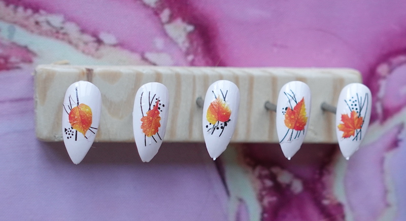 leaves-fall-nail-art-white-nails